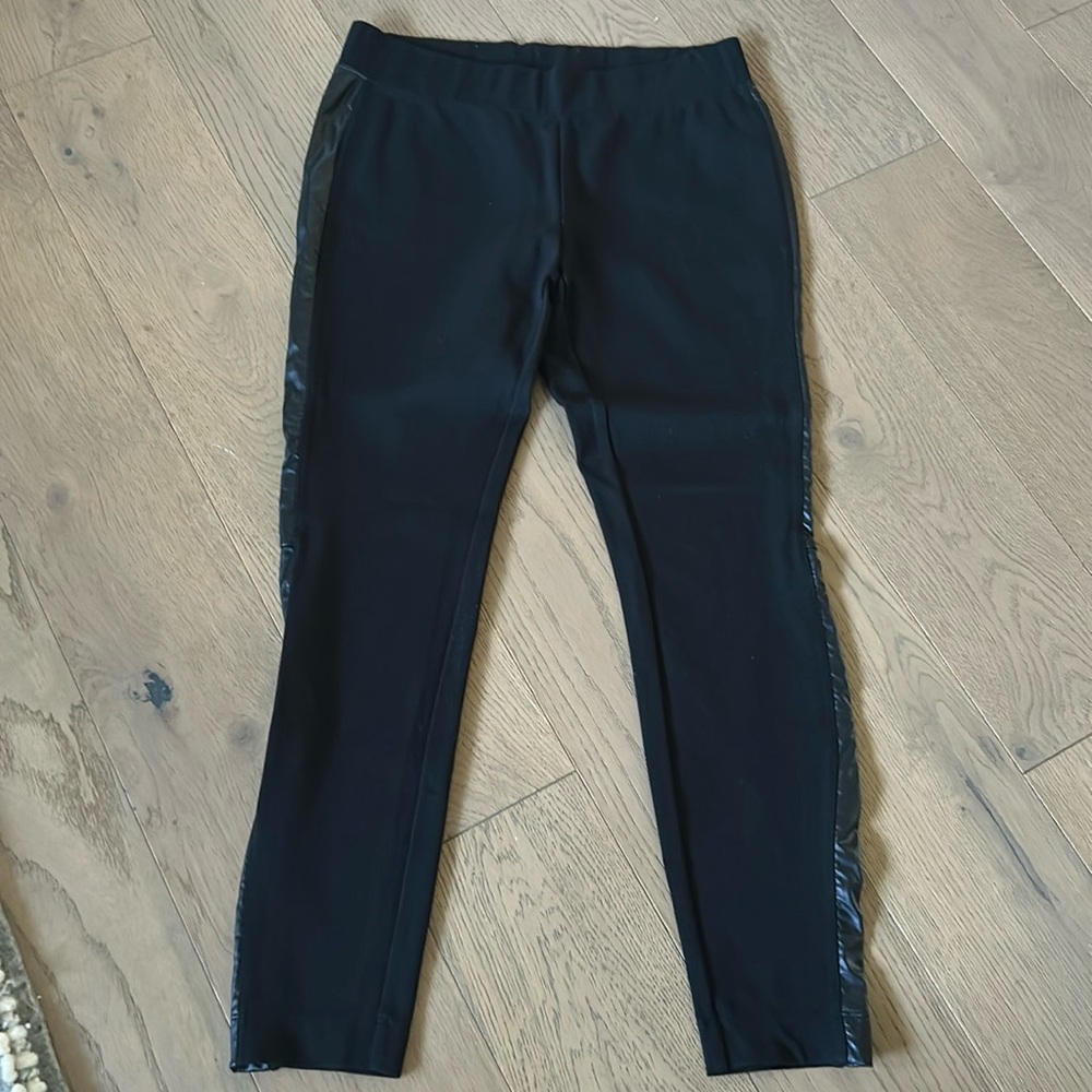 WHBM Black legging with faux leather stripe size S